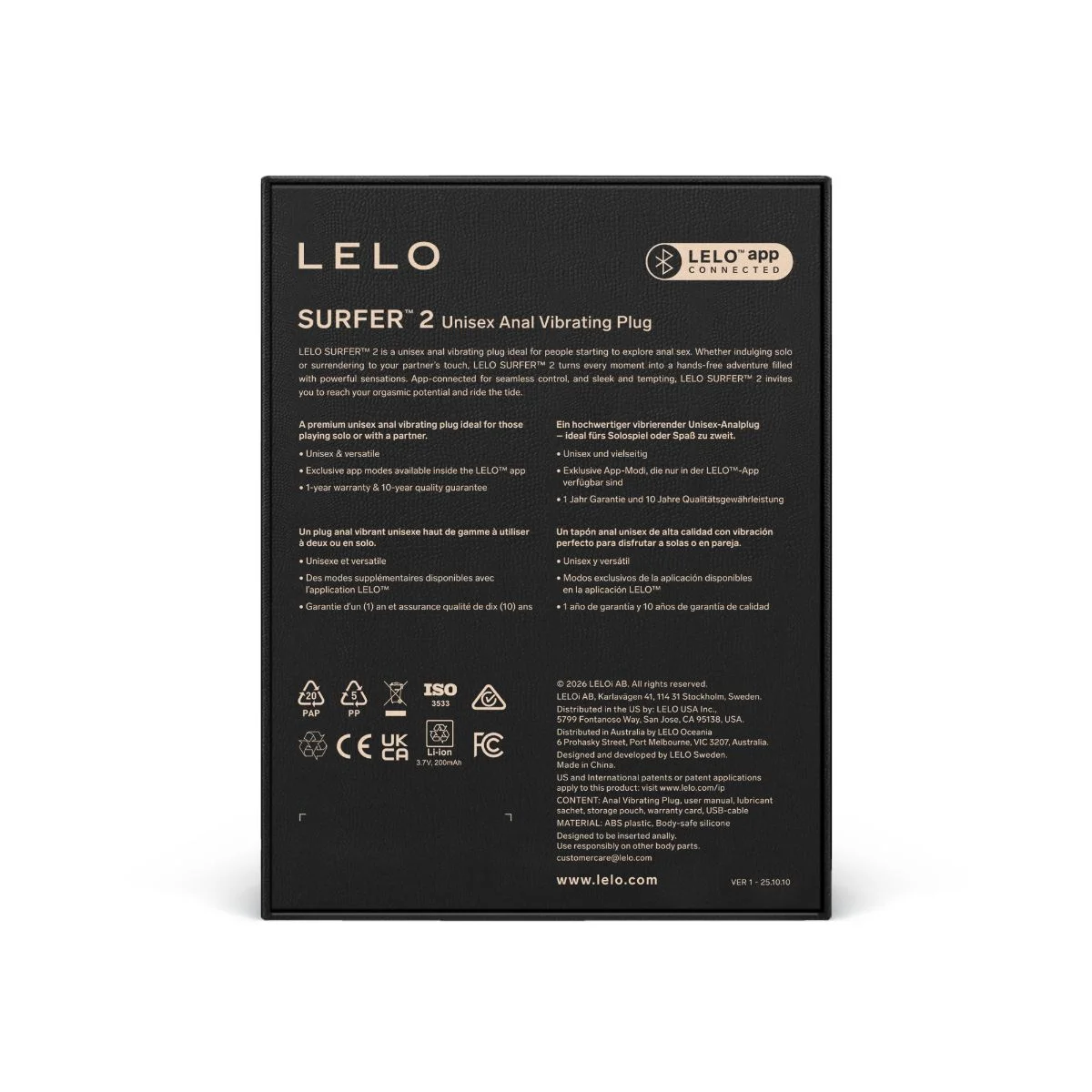 LELO - SURFER 2 Vibrerende Anaal Plug - Cyber Purple