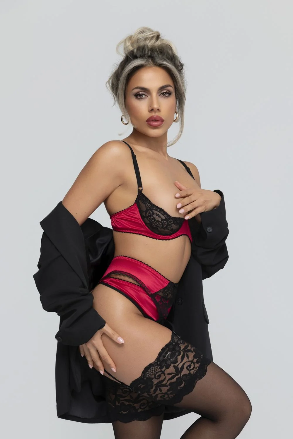 Christine - 3-delig Open BH Kanten Slip Set Gush