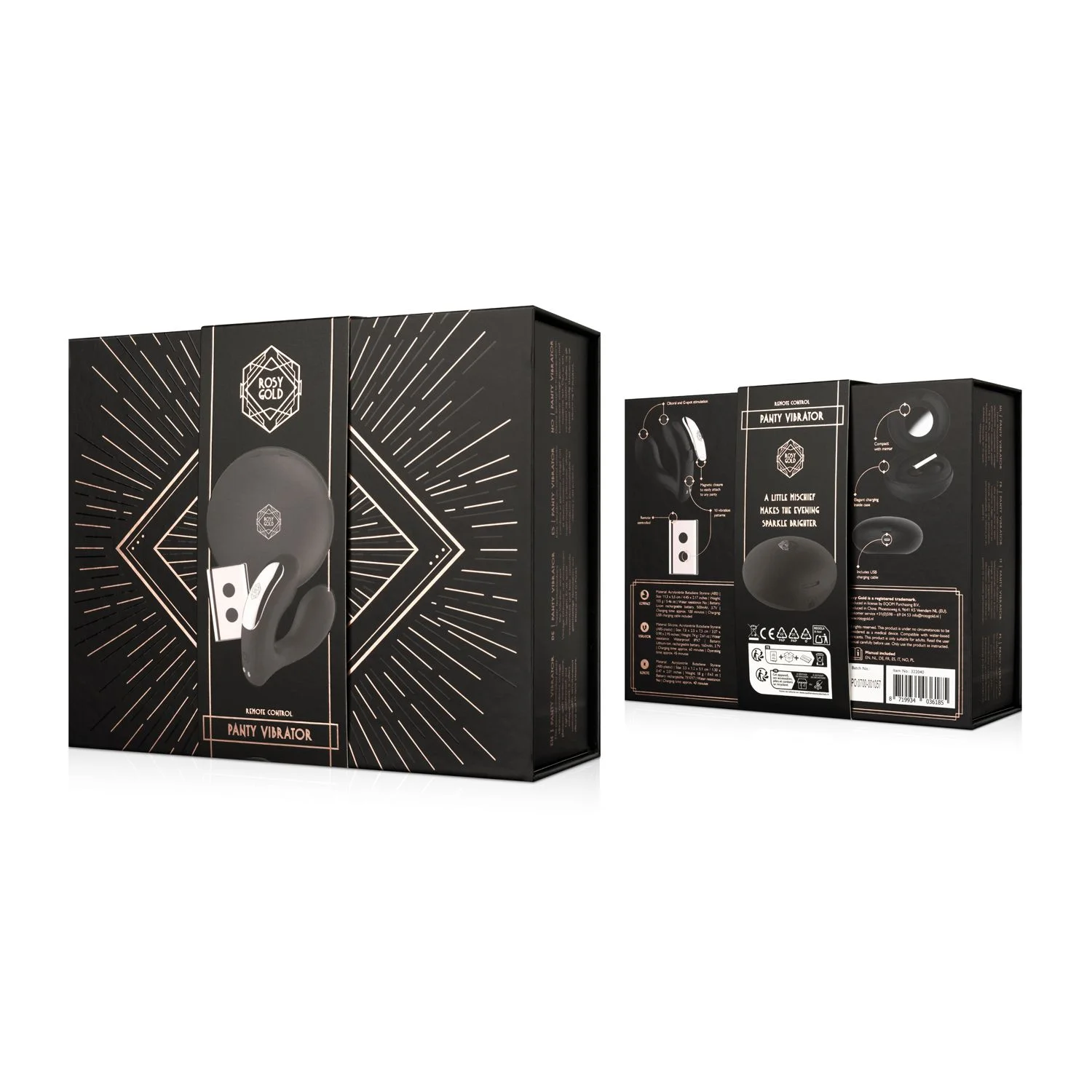 Rosy Gold – Wearable Vibrator met Luxe Oplaadcase – Zwart